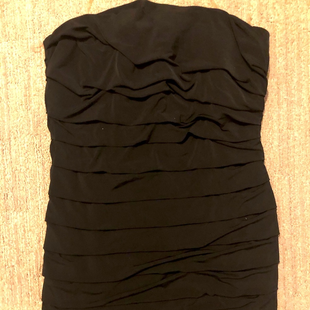 Classy black ruched dress strapless sexy